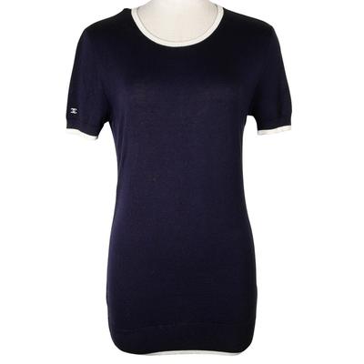 Трикотаж с коротким рукавом P06382 96P Темно-синий хлопок Женский Б/У