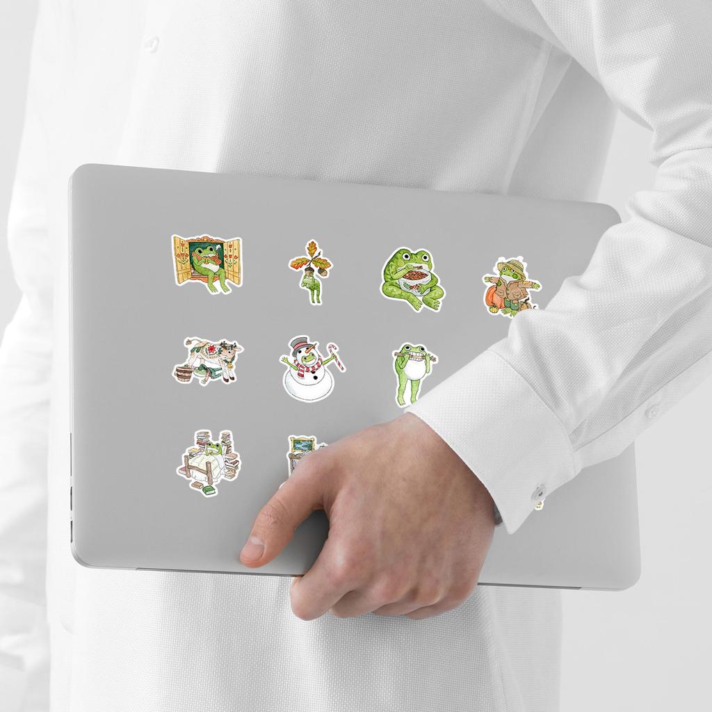 50 Мультяшных Наклеек-Дудлов с Лягушками Креативные Милые Наклейки с Лягушками Наклейки для Украшения Мобильного Телефона, Компьютера, Водонепроницаемые