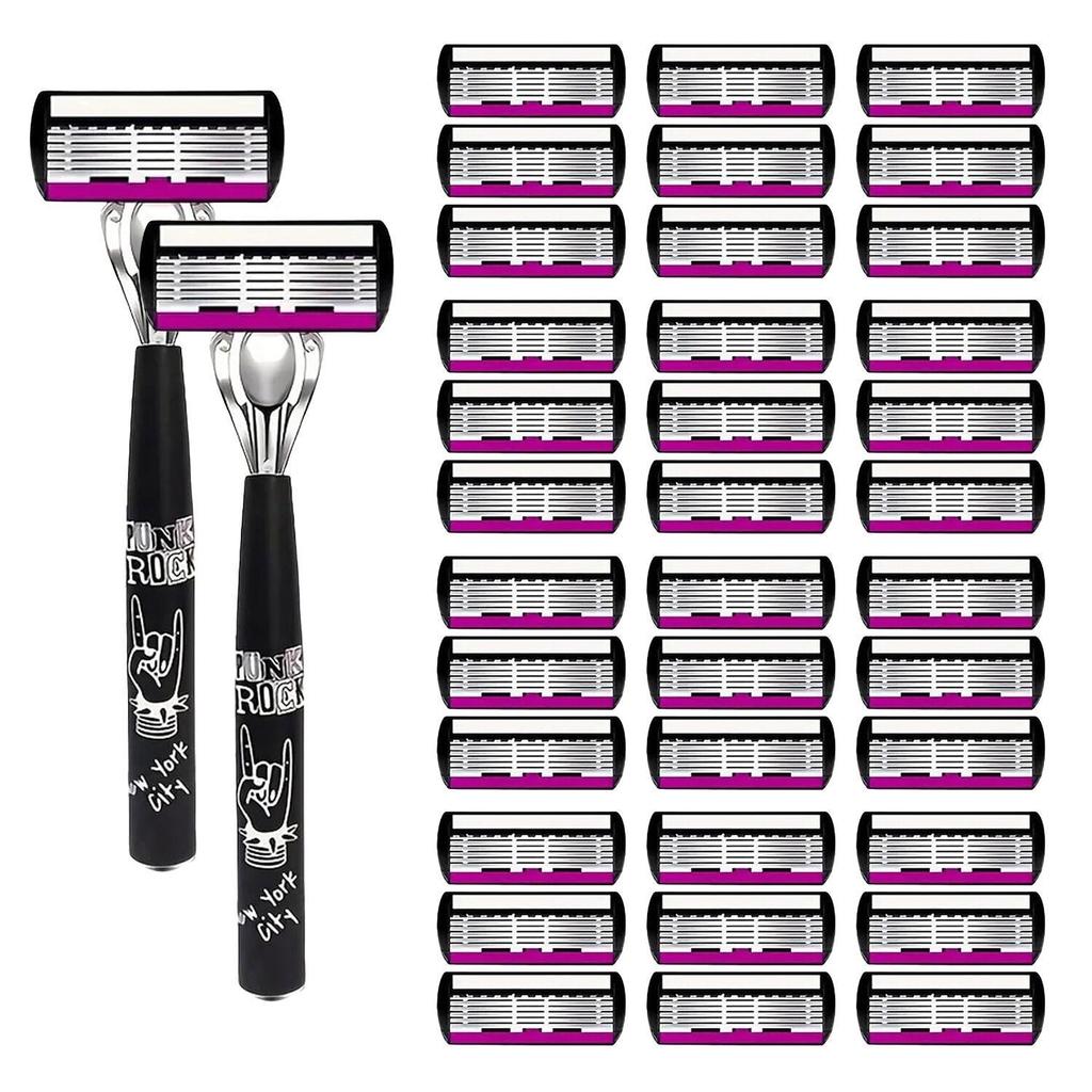 6-Blade Men's Manual Razor & Portable Shaving Kit