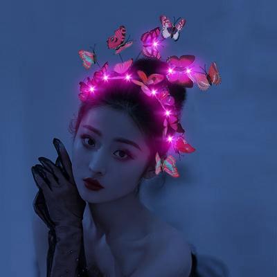 Светодиодная бабочка, рождественский красочный головной убор, сувениры для вечеринок, обруч для волос, свадебный, день рождения, светящийся ободок