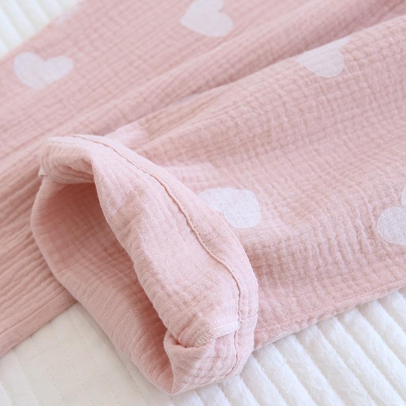 Spring And Summer New Trousers Women's Love Wave Point Thin Section 100%Cotton Crepe Casual Pants Loose Home Pants Women Bottoms