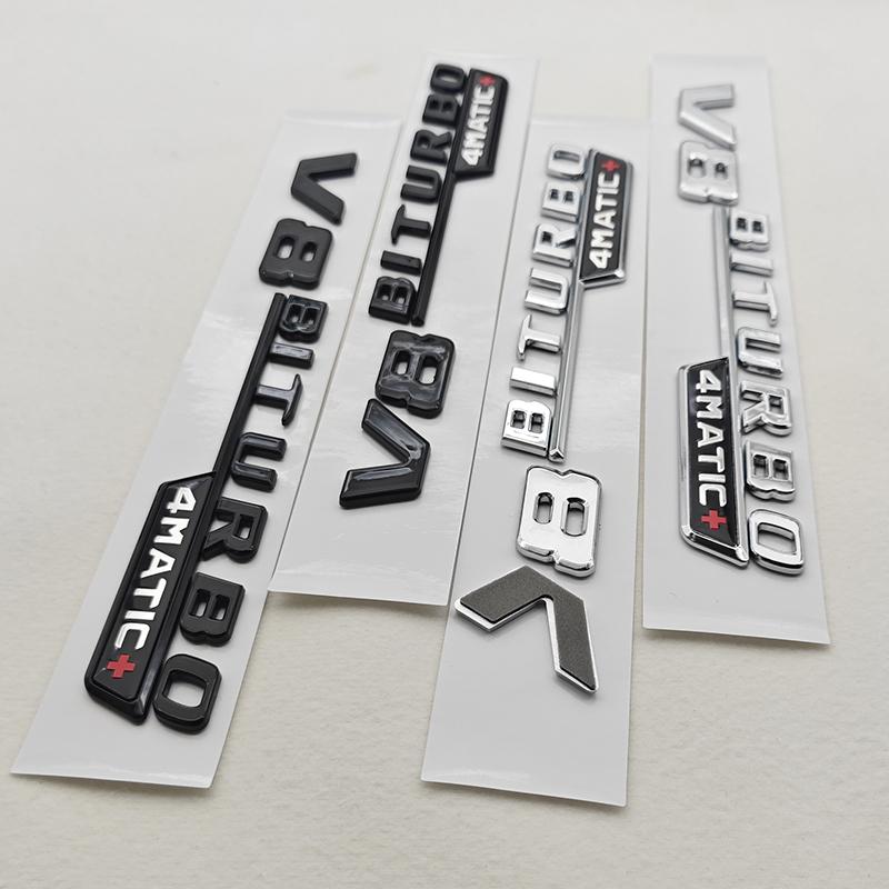 3D V8 BITURBO 4MATIC+ Emblem Badge For Mercedes Benz AMG C63 E63 G63 Car Fender Side Logo Trunk Decal Styling Accessories