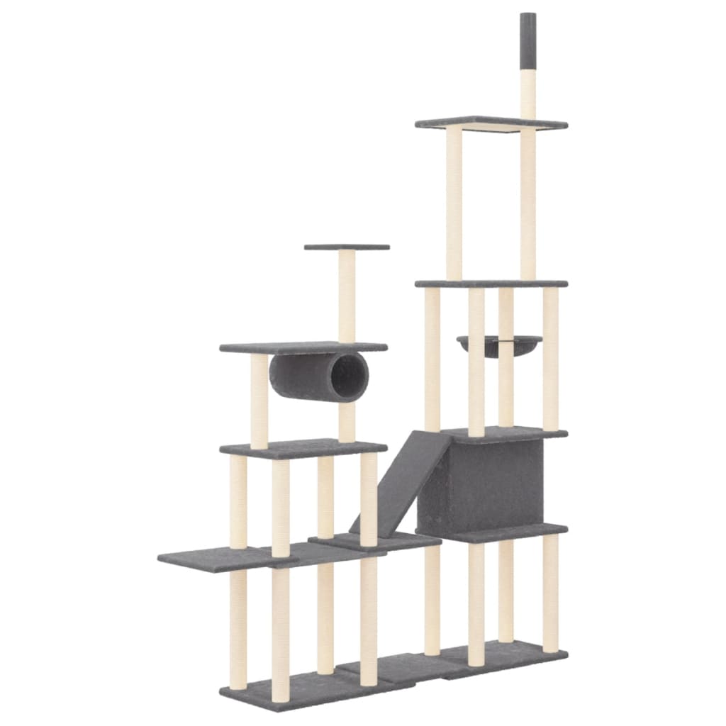 Cat Tree with Sisal Scratching Posts Dark Grey 279 cm