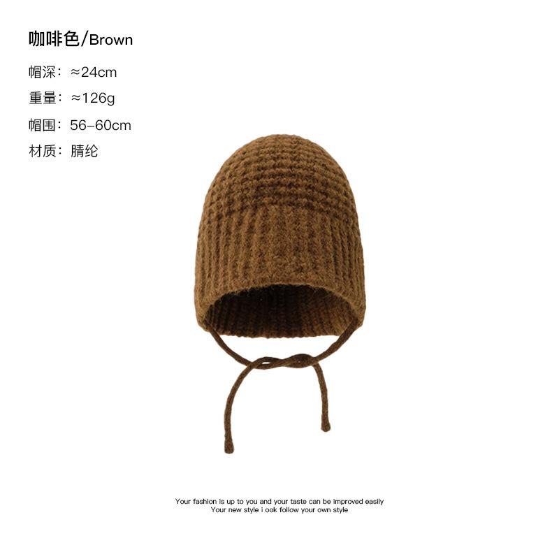 Осень и зима новая универсальная вязаная шапка с лямками женская теплая и холодная шапка для защиты ушей показывает лицо маленькая модная шерстяная шапка