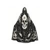 Vintage Gothic Hooded Cloak Long Cape with Skull Non-Stretchy Fabric for Halloween Costumes Witch Robe Vampire Party Outfit