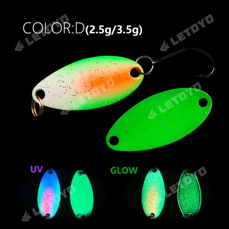 LETOYO UV Glow Sequin Lure: 2.5g & 3.5g Spoon Copper Bait for Long Cast Trout & Mackerel Fishing.