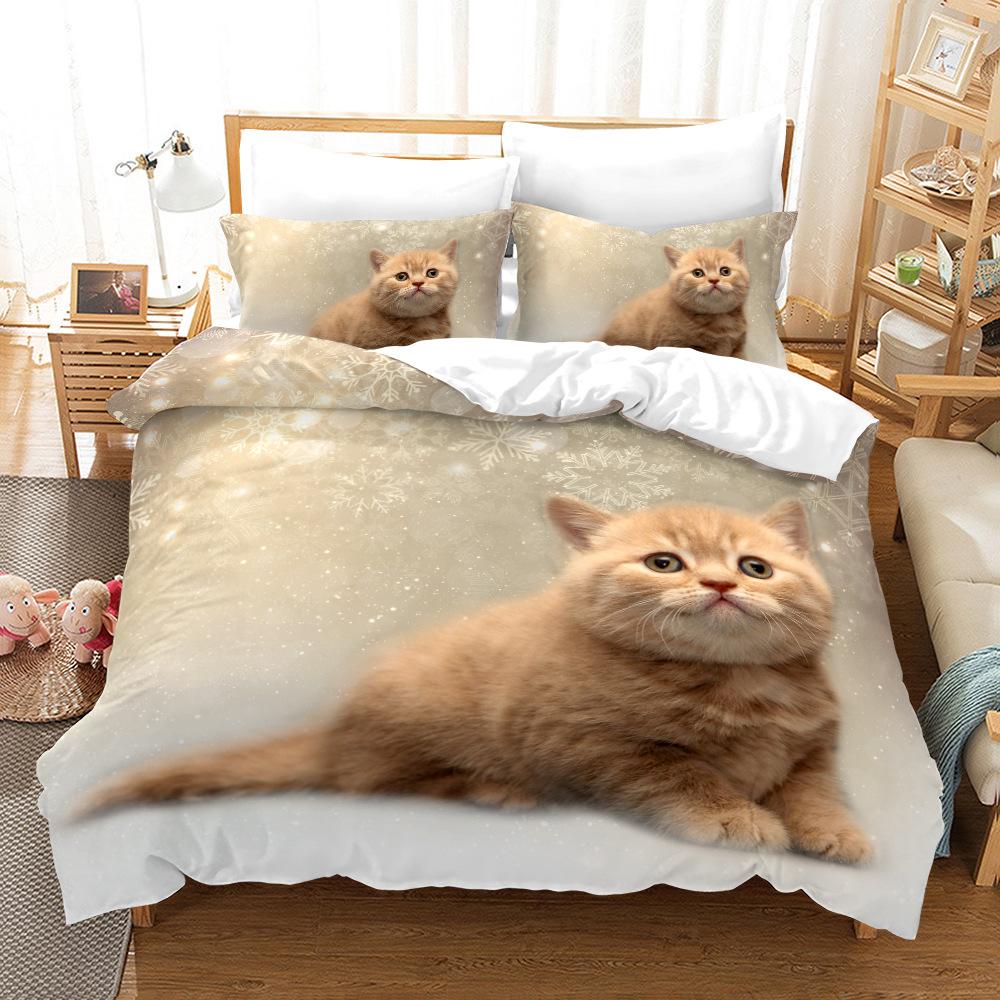 3D комплект постельного белья для домашних животных и кошек, пододеяльник, наволочка, двуспальная кровать, полноразмерное покрывало, моющийся, удобное украшение для дома