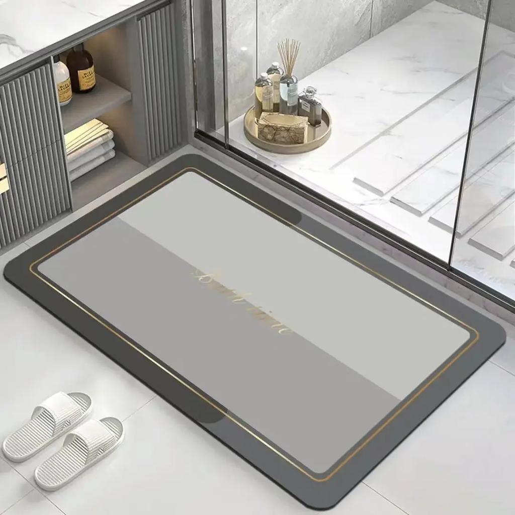 Light Luxury Modern Minimalist Home Bathroom Door Mat, Anti Slip and Absorbent Diatomaceous Earth Mat