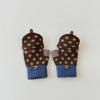 3-8 year old children's gloves autumn and winter half Korean version girl writing flip boy warm half finger khaki leaves