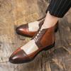 Leather Men's Shoes Lace Up Chelsea Boots Luxury S Casual Business Shoes High-top Pointed-toe Men's Boots Big Szie 48