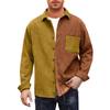 Mens Shacket Patchwork Long Sleeve Button Down Corduroy Shirts For Men