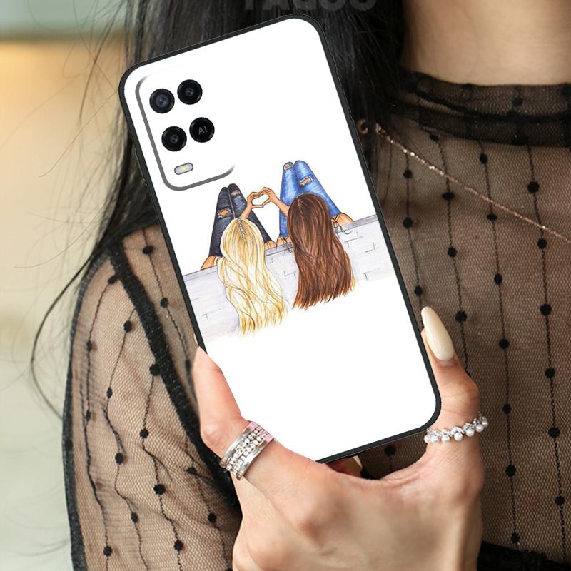 Лучшие друзья BFF Парный чехол для Oppo A16 A76 A96 A17 A18 A60 A80 A40 A38 A58 A78 A98 A94 A74 A54 A15 A57 A77 A5 Pro
