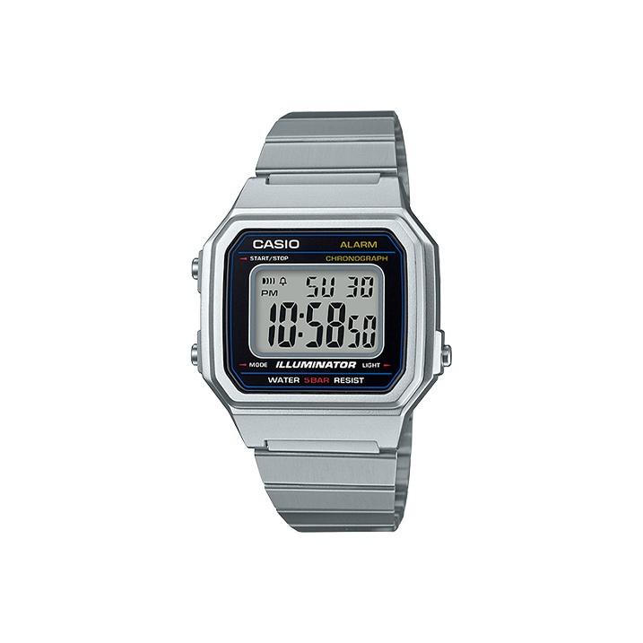 Casio Квадратный регулируемый ремешок для часов серии Vintage, кварцевый механизм, стальной браслет, мужские часы, черный B650WD-1A