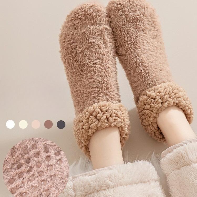 Women's Slouch Socks Women Thickened Coral Fleece Warm Indoor Floor Silicone Non-slip Invisible Cotton Floor Socks