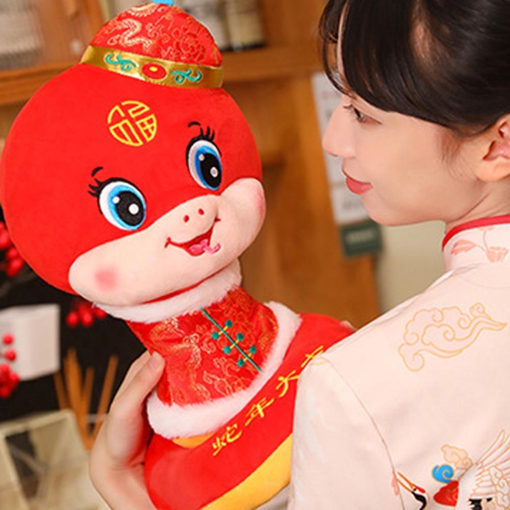 Плюшевая игрушка-талисман года змеи, милая кукла-змея, приносящая удачу, плюшевые игрушки, кукла-змея китайского зодиака, домашний декор