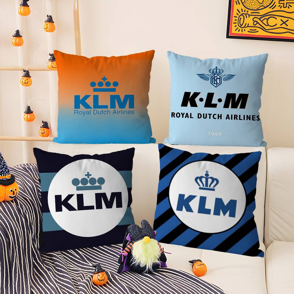 Нидерланды K-Klm R-Королевские голландские авиалинии Наволочка для дома, общежития, спинки стула Короткий плюш Двусторонняя печать Офисная наволочка для подушки