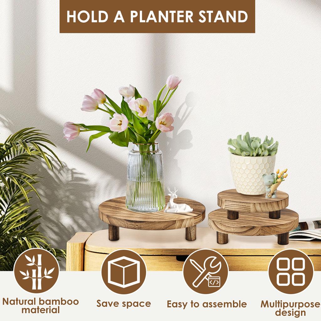 3 шт. Деревянная подставка-табурет для дисплея 3 размеров Деревянная подставка-подставка для растений Круглая деревянная подставка с съемными ножками для декора дома, патио