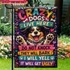 Warning: Dog Barks, Do Not Knock Garden Flag - Polyester, Outdoor Yard Decor