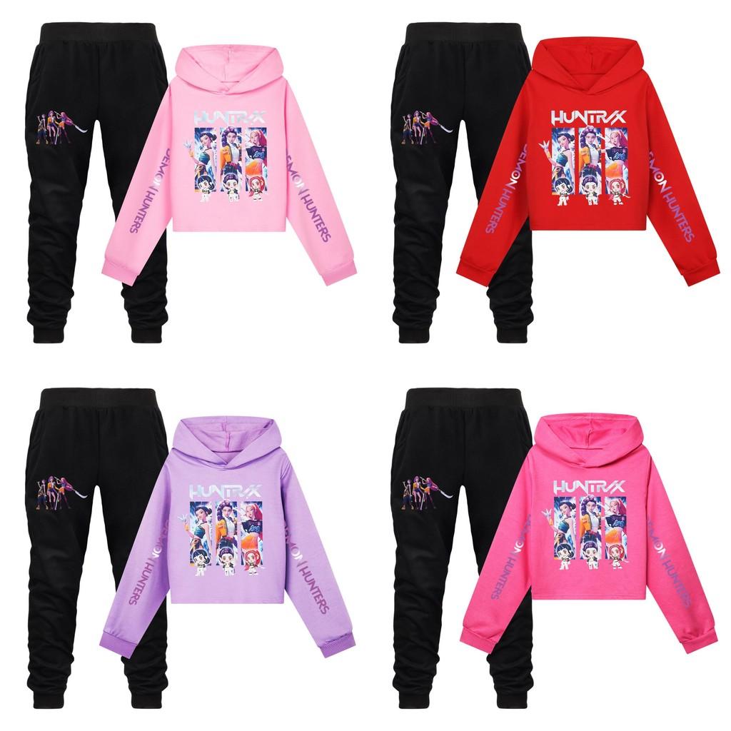 Kpop Demon Hunters Girls Cotton Casual Set With Long Sleeve Hoodie And Pants For Ages 110-170cm