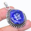 Natural Blue Solar Quartz Gemstone 925 Sterling Silver Pendant 1.85" L8G37