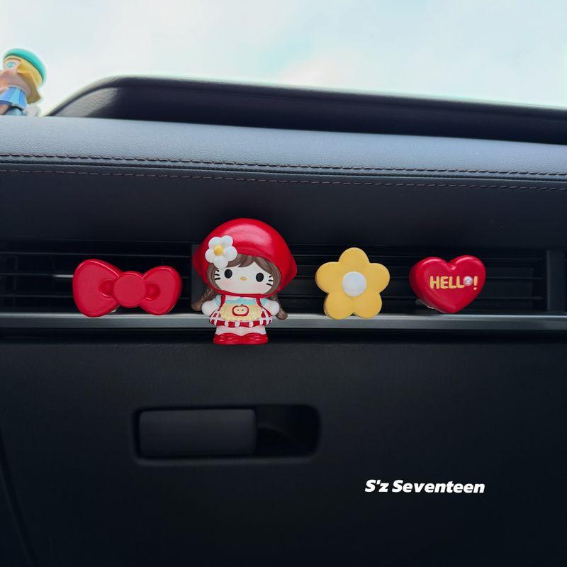 Cute Little Red Riding Hood Hello Kitty Car Air Vent Decoration Ornament Car Interior Fragrance Diffuser Stone Light Scent