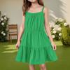 Children's Summer Casual Fashion Round Neck Solid Color Sleeveless Dress