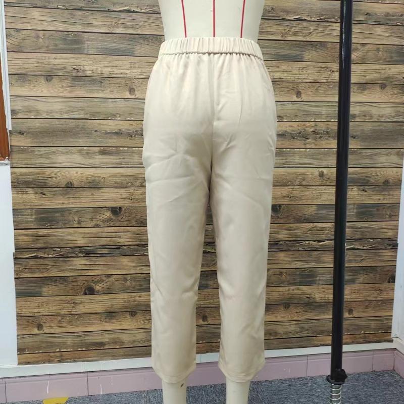 Летние женские брюки больших размеров с эластичной талией, повседневные, однотонные, эластичные, на щиколотке, брюки Nine Tenths