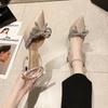 Women's Crystal Sandals Classic Fairy Bow High Heels Summer New Water Diamond Fine Heel Bridesmaid Wedding Shoes
