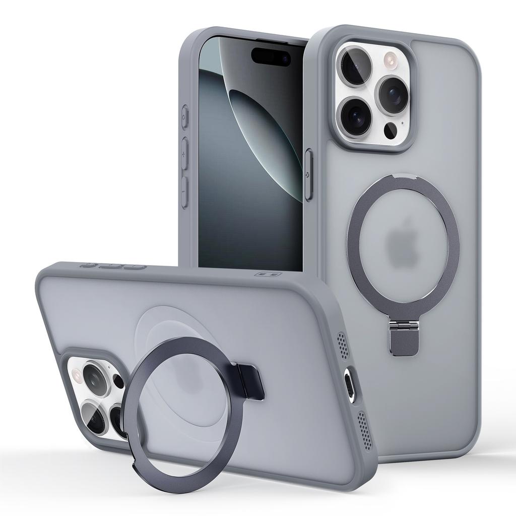 Применимый iPhone Магнитный металлический кронштейн Чехол для мобильного телефона Apple 16 матовая поверхность с ощущением кожи противоударная защитная крышка