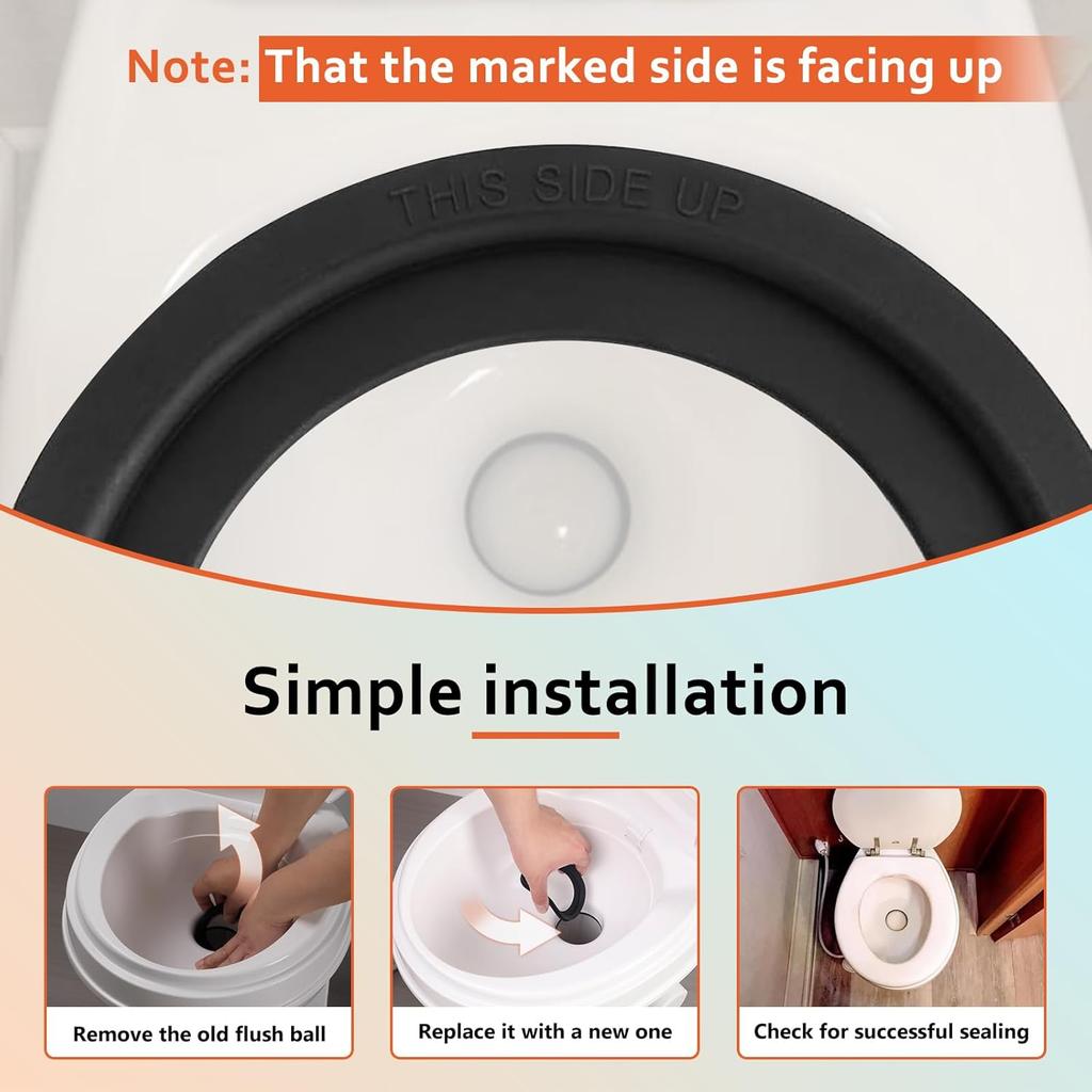 RV Toilet Seal, Flush Ball Seal for Dometics 300, 310, 320 – 385311658 Gasket Replacement Leak-Proof Toilet Rubber Seal Parts, 2 Pack