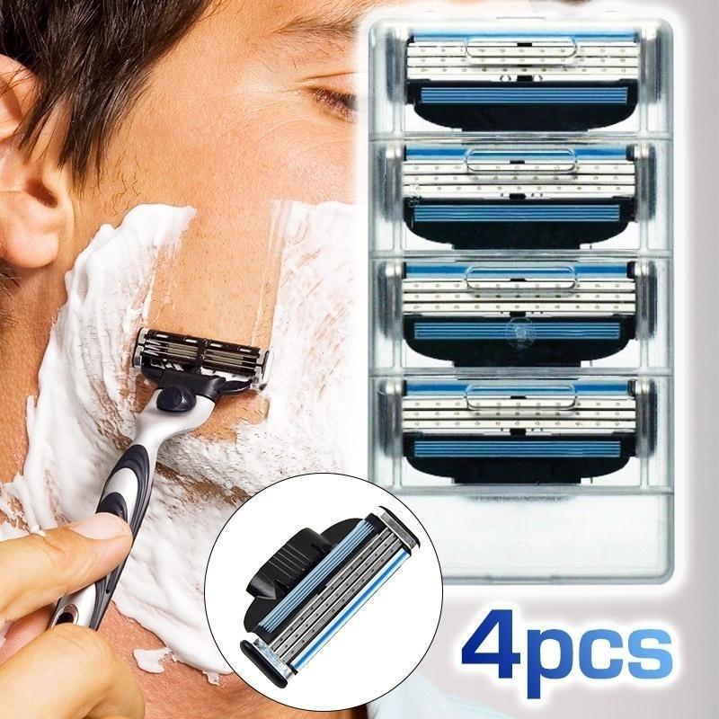 4PCS/SET 3 Layers Men Face Shaving Razors Blades Male Manual Razor Blades