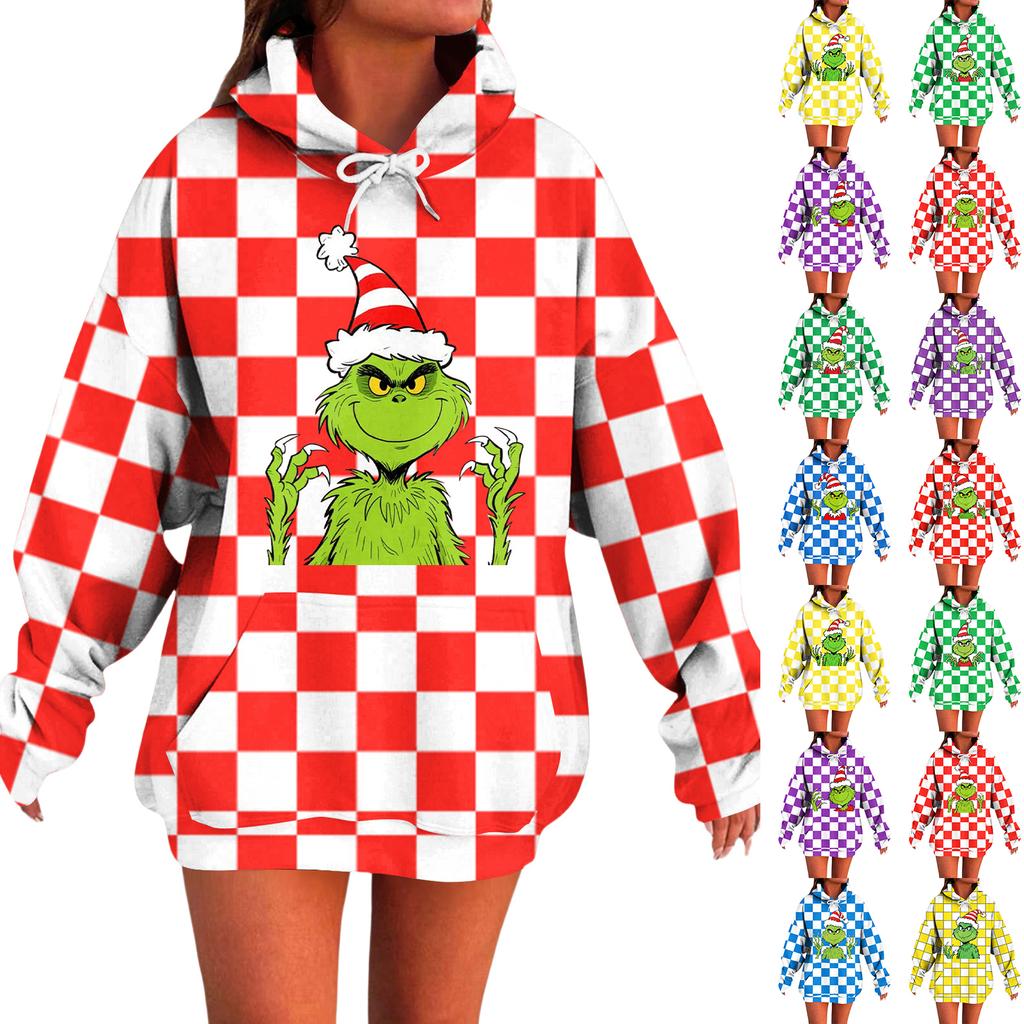 Ladies' Loose Comfortable Casual Fashionable Christmas Print Hooded Sweatshirt