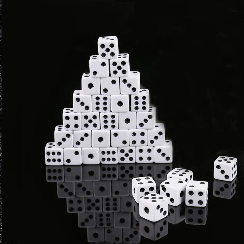 100Pcs Mini White Dice Set - 5Mm 8Mm 10Mm 12Mm 14Mm 16Mm D6 Sizes Square-Edged With Black Dots For Board Games