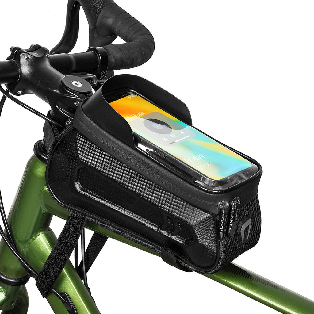Сумка на раму велосипеда с жестким корпусом, сенсорным экраном и солнцезащитным козырьком, портативная установка, водонепроницаемая сумка на верхнюю трубу рамы для езды
