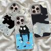 Case For For IPhone 16 15 13 Plus Pro Max 7 14 Pro 5GPhone Cover Cat Black Cartoon For IPhone 16e Protective Silicone Back Bags