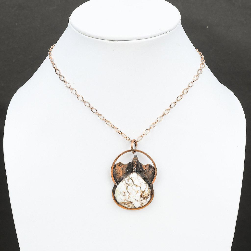 Кулон из магнезита Wild Horse, медный кулон, подвеска из настоящего драгоценного камня, подвески ручной работы, красивые медные украшения, украшения Wild Horse для подарков