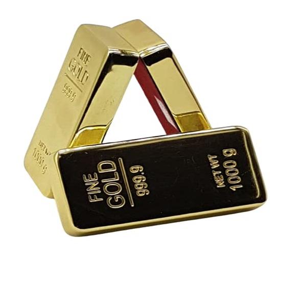 Pack of 3 Gold Bar Paper Weight for Office Table, Stylish Gift for Men, Women, Fancy Gifts for Birthday, Anniversary, Jewellery Shop Decoration
