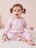 Toddler Girls Satin Pajama Set, Floral Print Long Sleeve Lace Trim Sleepwear, Silky Loungewear,6M-3T Baby Girls Pjs For Sleeping And Lounging