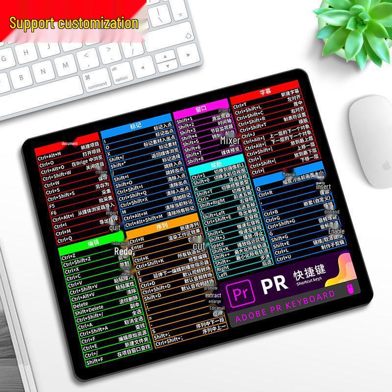 Очень большой коврик для мыши с коллекцией горячих клавиш и подставкой для запястья для офисного стола