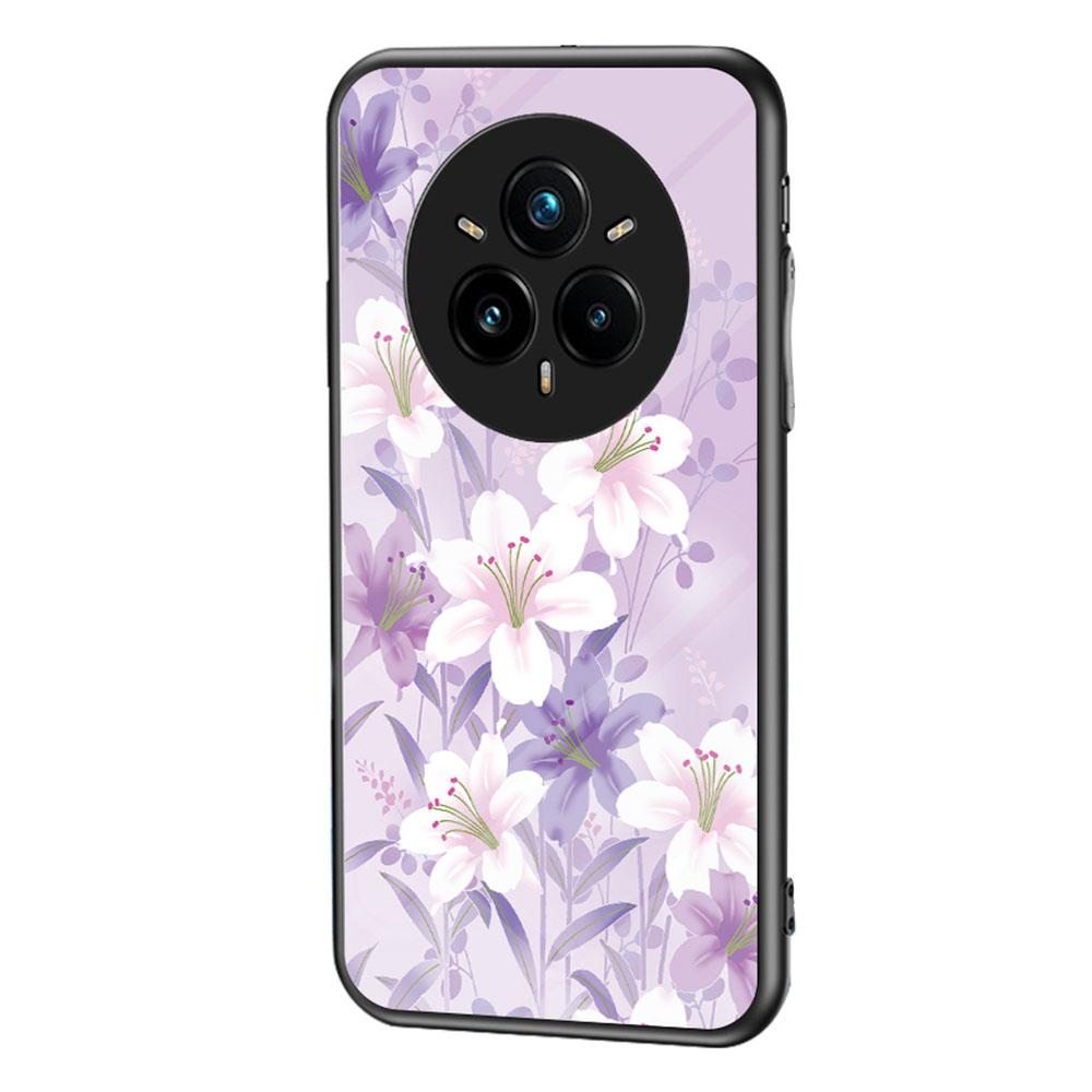 Для Realme 14 Pro+ 5G Чехол Цветочный узор ТПУ+Закаленное стекло Защитная крышка для телефона