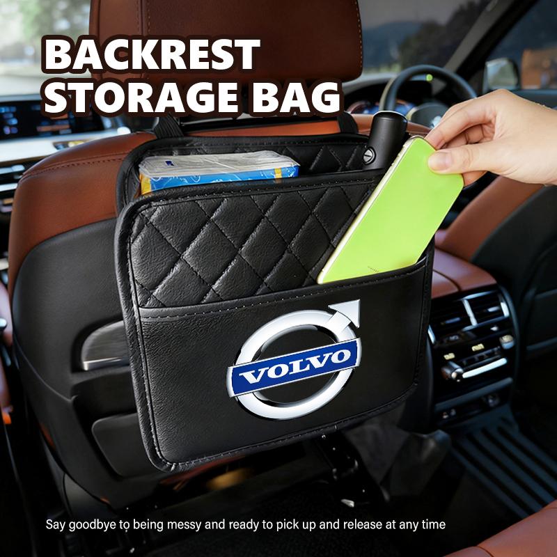 For Volvo Leather Car Seat Storage Bag Chair Back Water Cup Tissue Box V40 V60 C30 C70 S60 S80 S90 XC40 XC60 XC70 XC90 T6