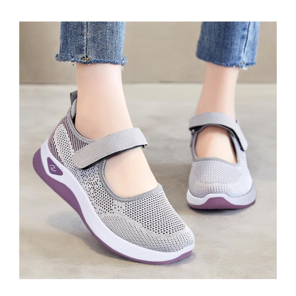 Summer New Women's Shoes, Breathable Walking Shoes, Velcro Casual Shoes