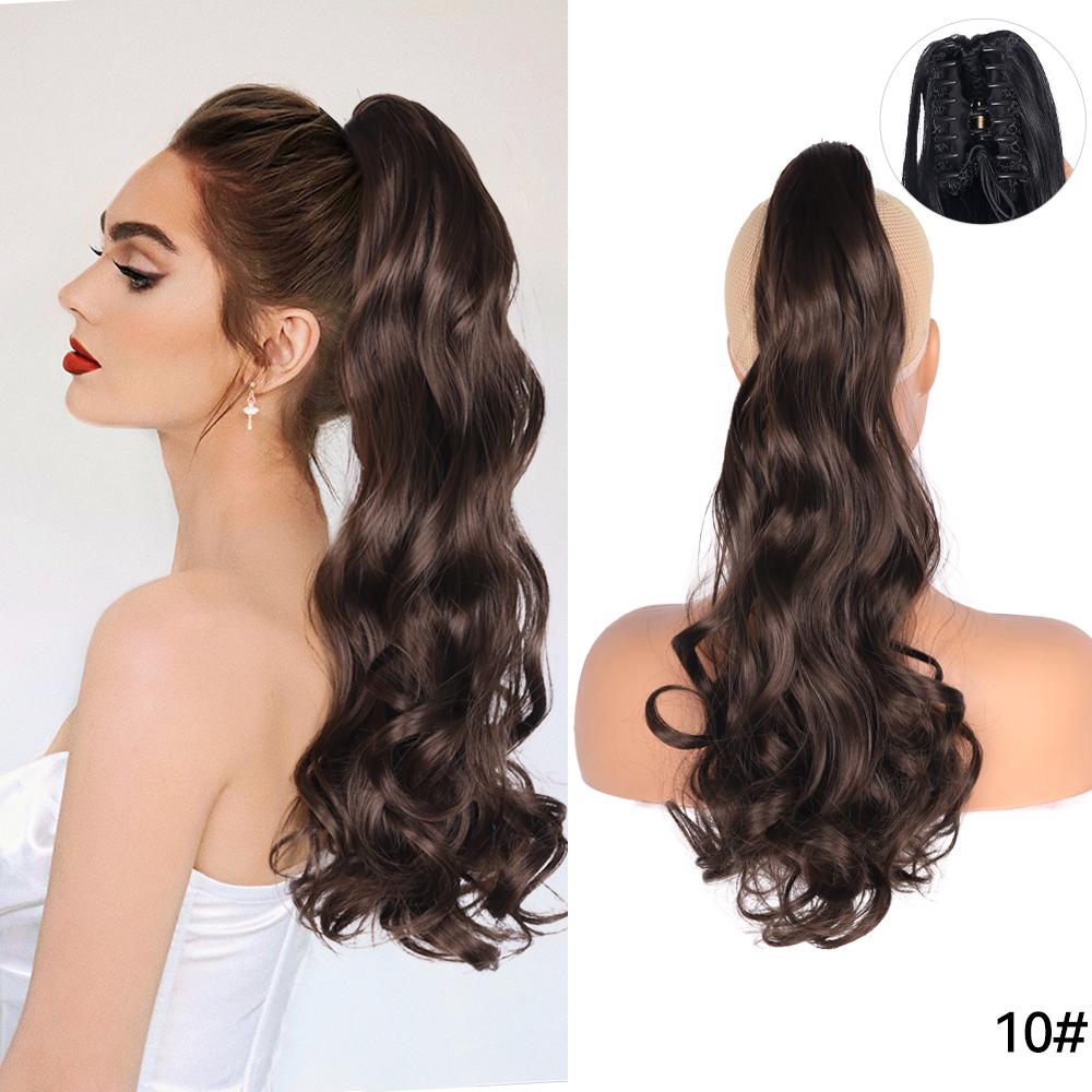 22" Ponytail Extension Claw Long Thick Wavy Curly Jaw Clip In Fake Pony Tails Soft Natural Looking Synthetic Hairpiece For Women