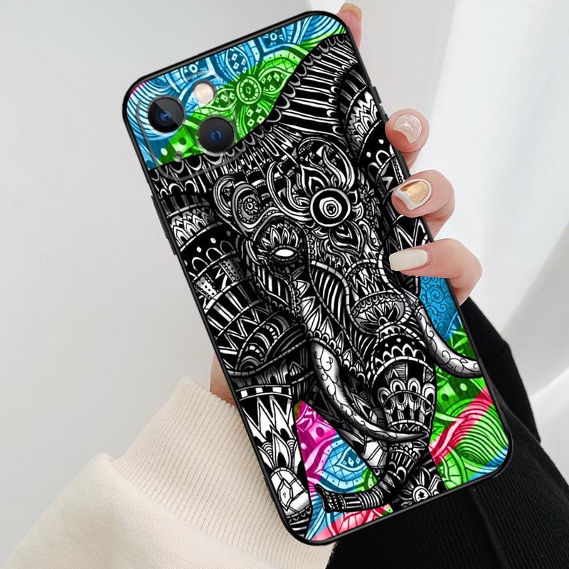 Elephant Floral Tribal Phone Case For iPhone 17 Pro Max 15 14 13 11 12 16 Pro Max mini 15 16 Plus 16e 17 Air Cover