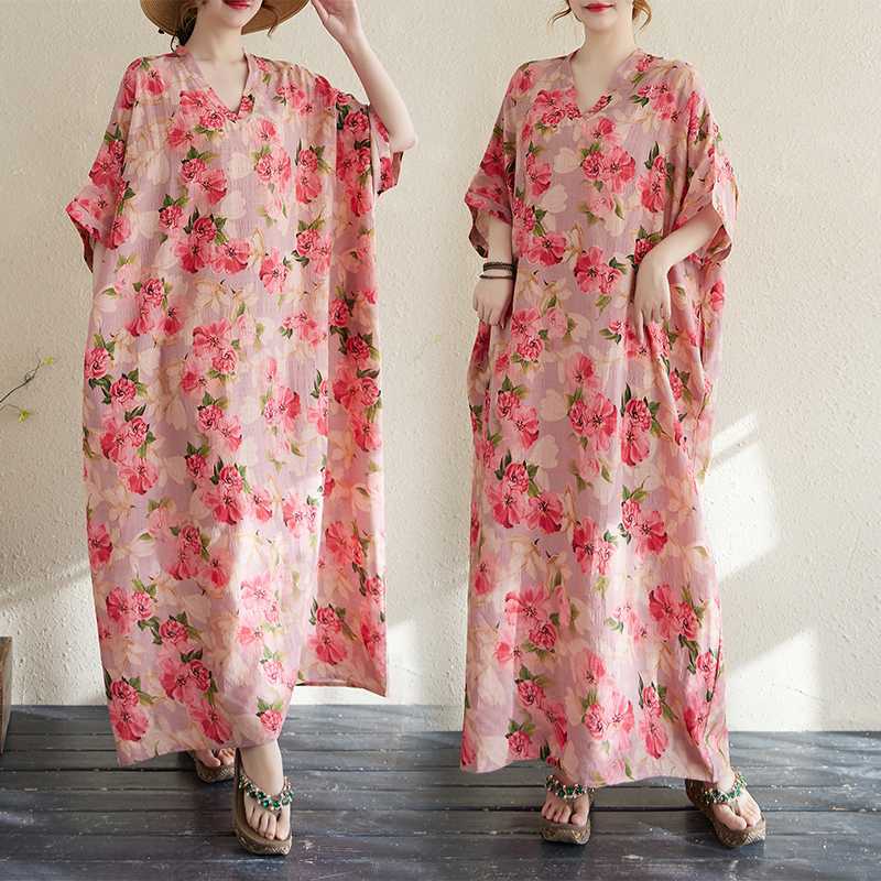 Летнее цветное дорожное платье с V-образным вырезом в стиле ретро, длинная юбка, хлопок-лен