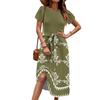 Women's Casual Cute Pattern Print Round Neck Midi Dress Basic Classic Outdoor Everyday Short Sleeve Loose Dress