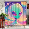 1 шт. Цветная космическая шторка для душа с инопланетянами - Яркий космический дизайн с планетами и звездами, Прочная полиэстеровая ткань, 70,8x70,8 дюймов
