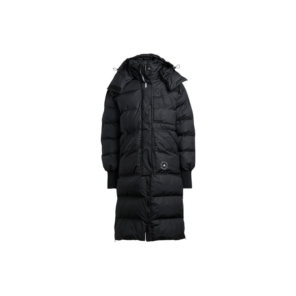 Adidas X Stella McCartney Collaboration Solid Color Logo Pocket Printed Long Cotton Coat Women Coats Black HI6082