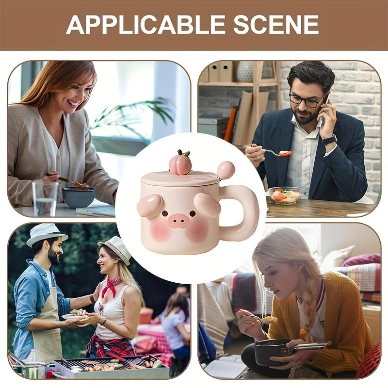 1 комплект 400 мл симпатичная кружка для кофе в виде свиньи с крышкой и ложкой креативный домашний молочный завтрак пара чашек посуда подарки для домашнего офиса чай