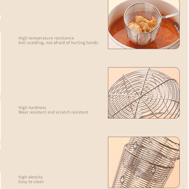 Stainless Steel Colander Deepening Skimmer Ergonomic Handle Colander Spoon Household Kitchen Cooking Accessories